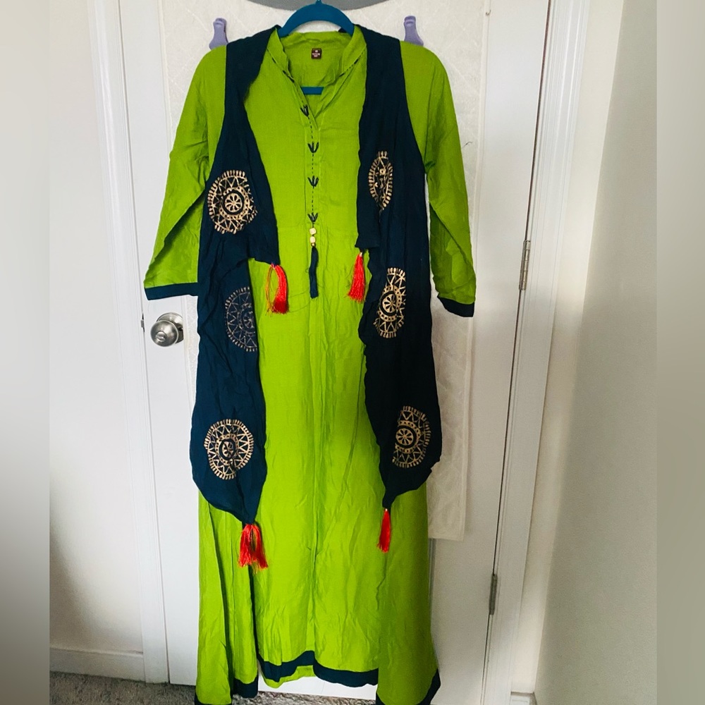 Indian gown with tassel jacket